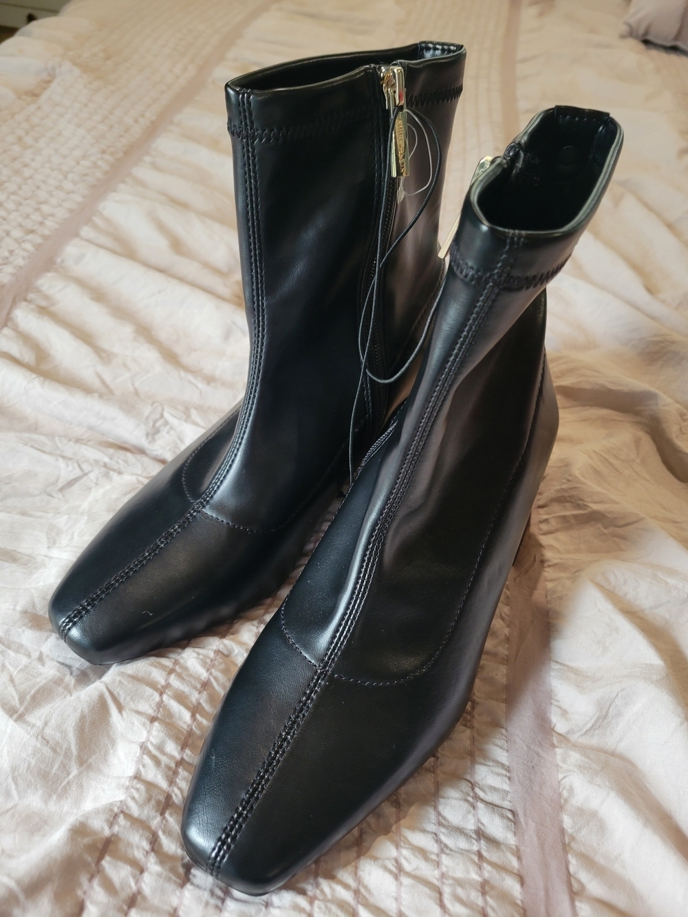 Anne Klein Black Ankle Boots - Sleek Zip Booties - Picture 9 of 11